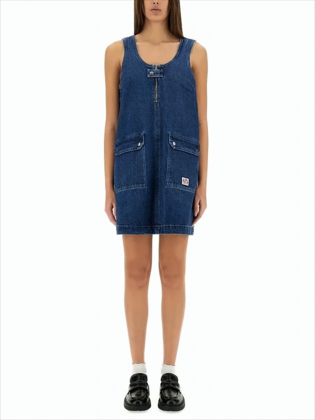 Structured Sleeveless Denim Dress