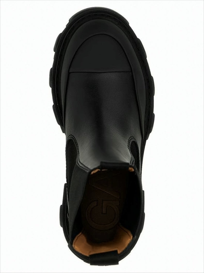 Black Ankle Boots with Rugged Rubber Sole