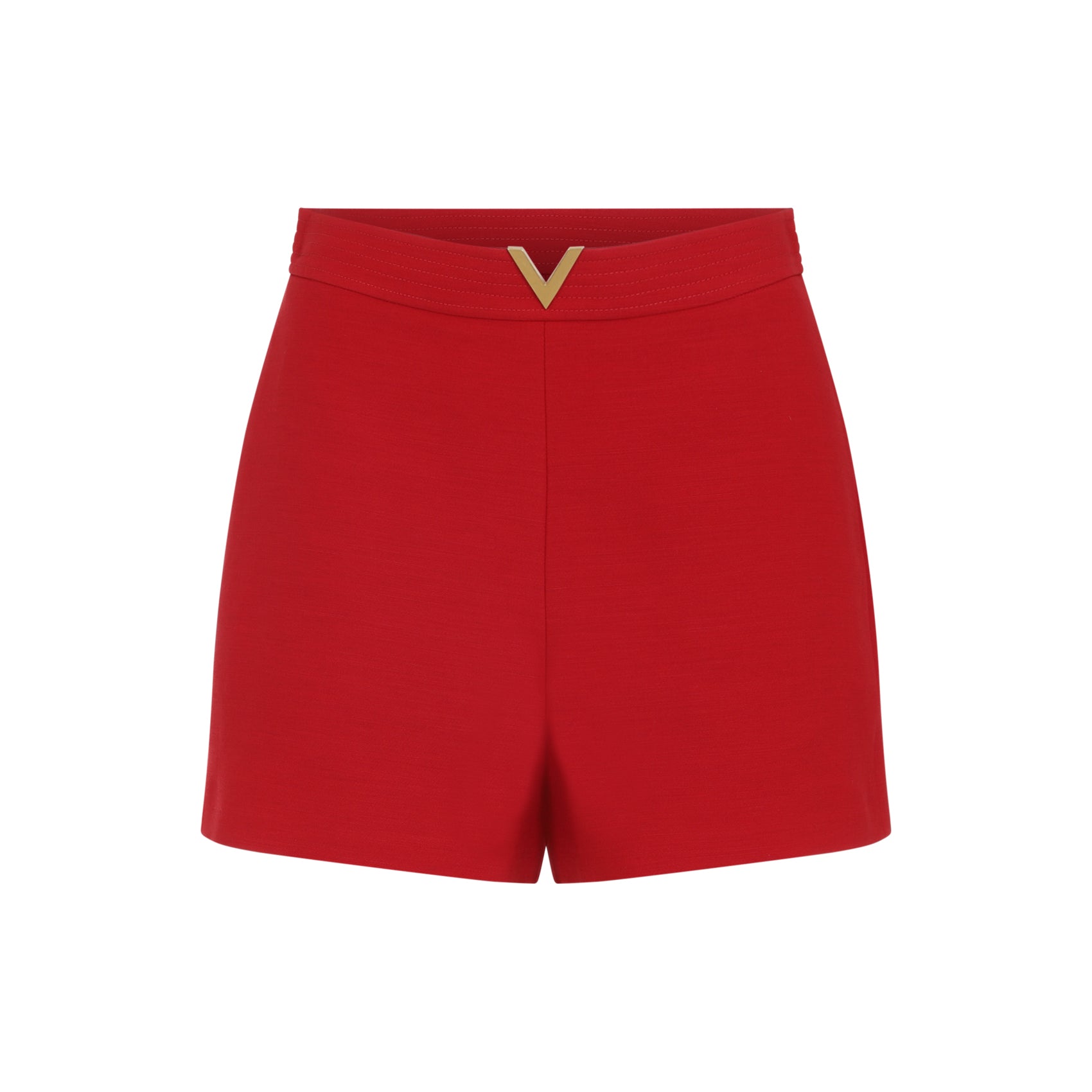 High-Waist Bermuda Shorts with Gold V-Detail