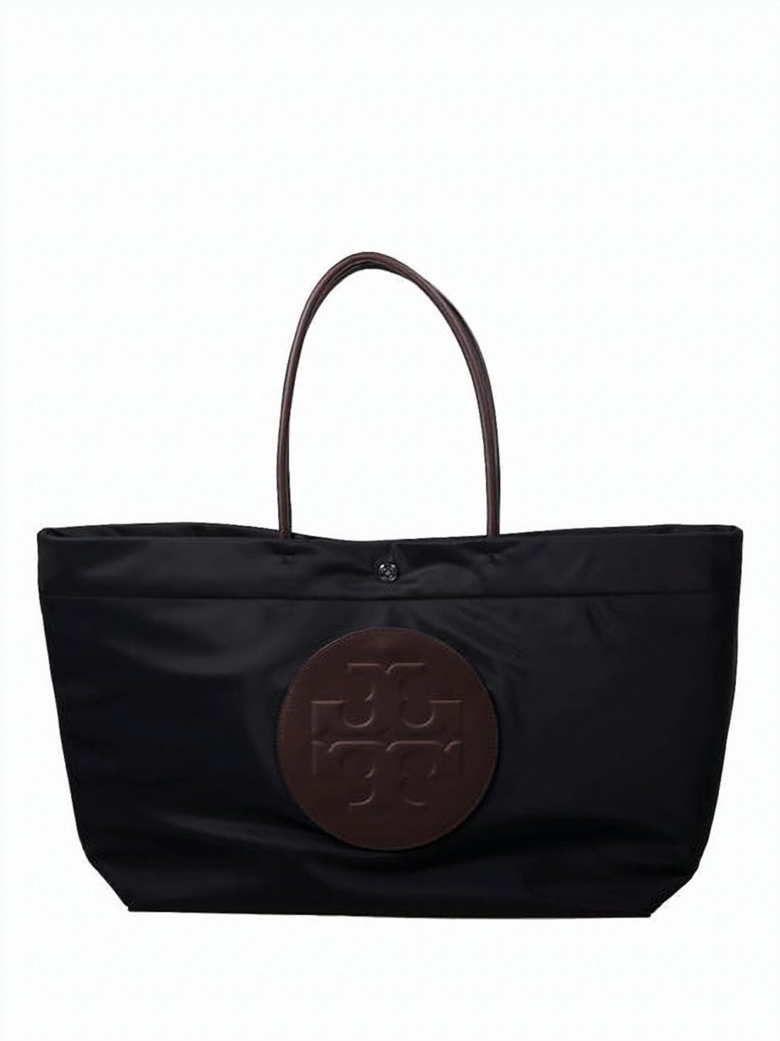 Recycled Nylon Shoulder Bag with Embossed Leather Logo