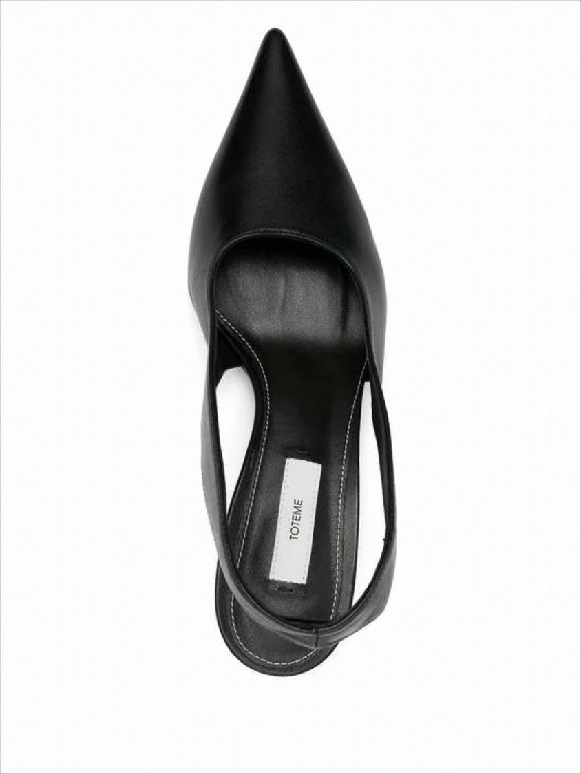 Black Slingback Pumps with Pointed Toe