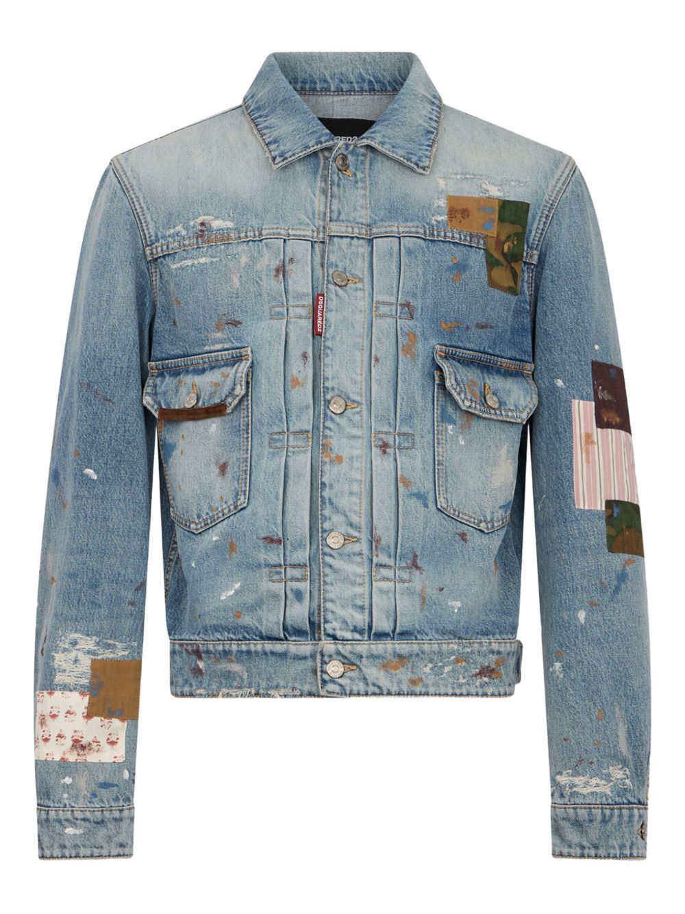 Medium Wash Patchwork Denim Jacket