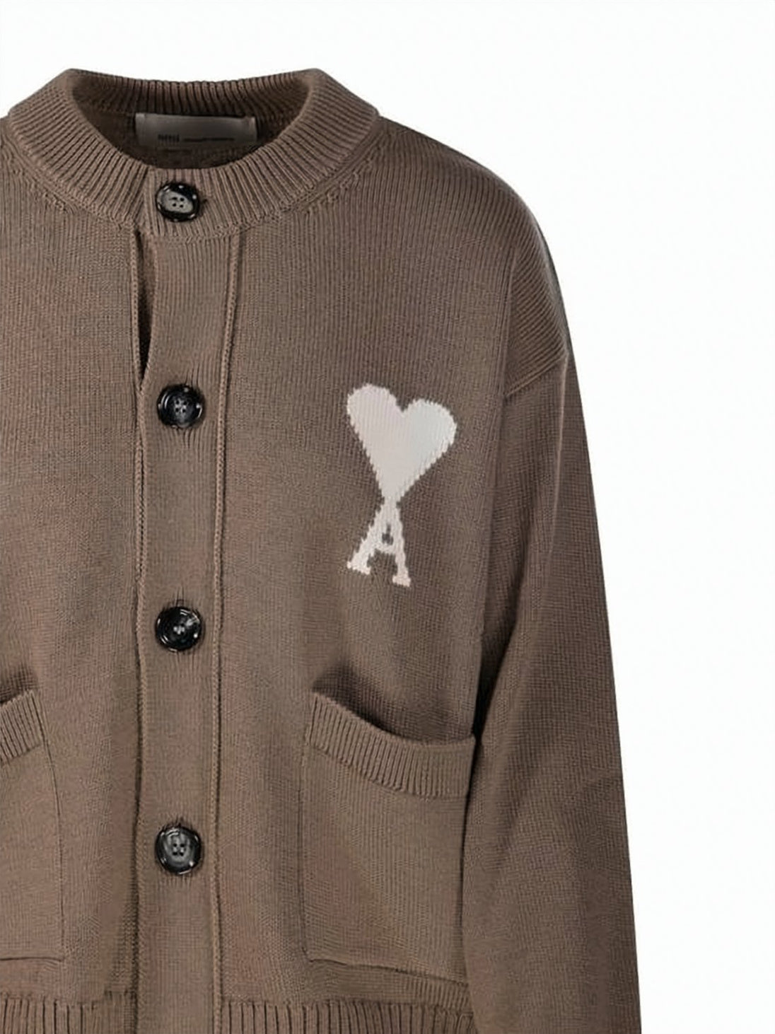 Navy Blue Wool and Cotton Blend Heart Cardigan