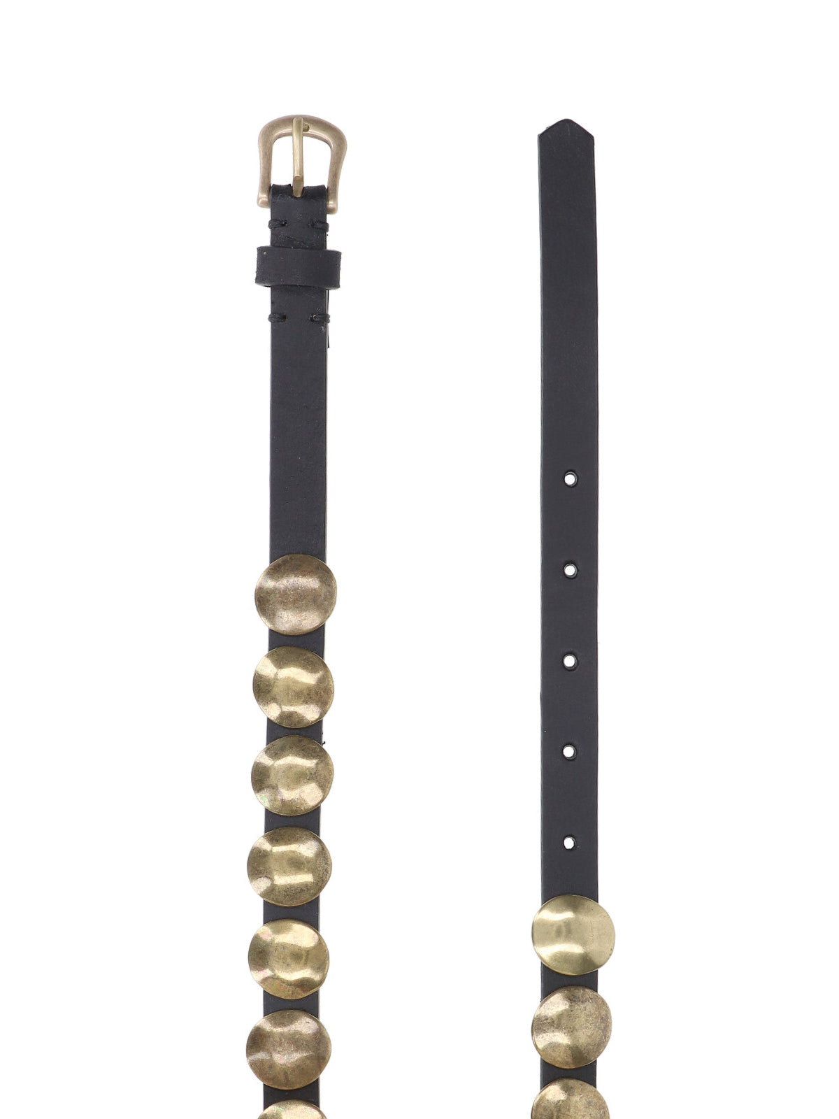 Black Trinidad Gold-tone Studded Leather Belt
