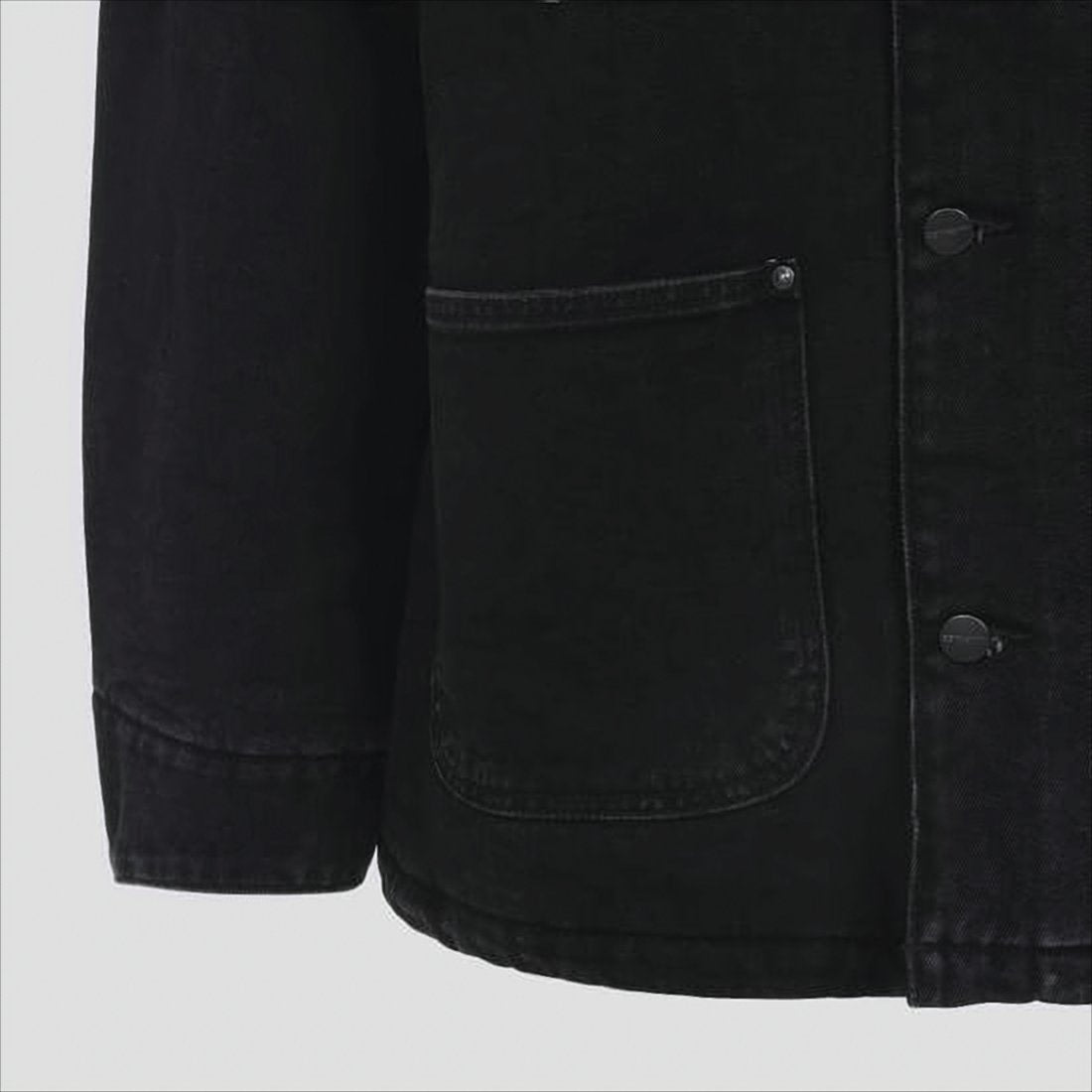 Structured Black Chore Coat With Button-Up Front