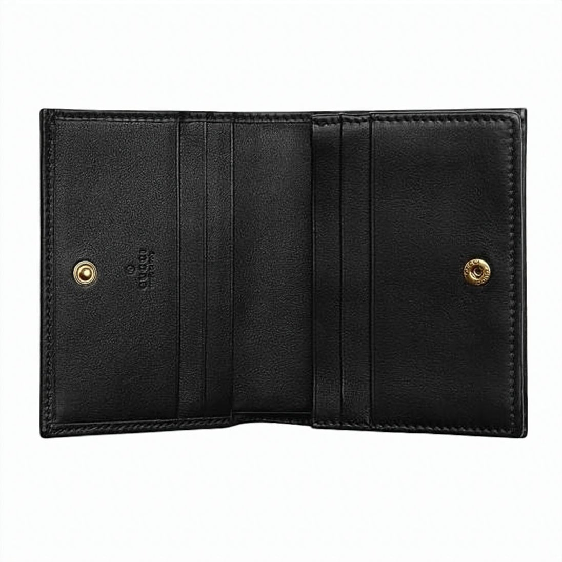Quilted Black Calf Leather Card Case with Double-G Logo