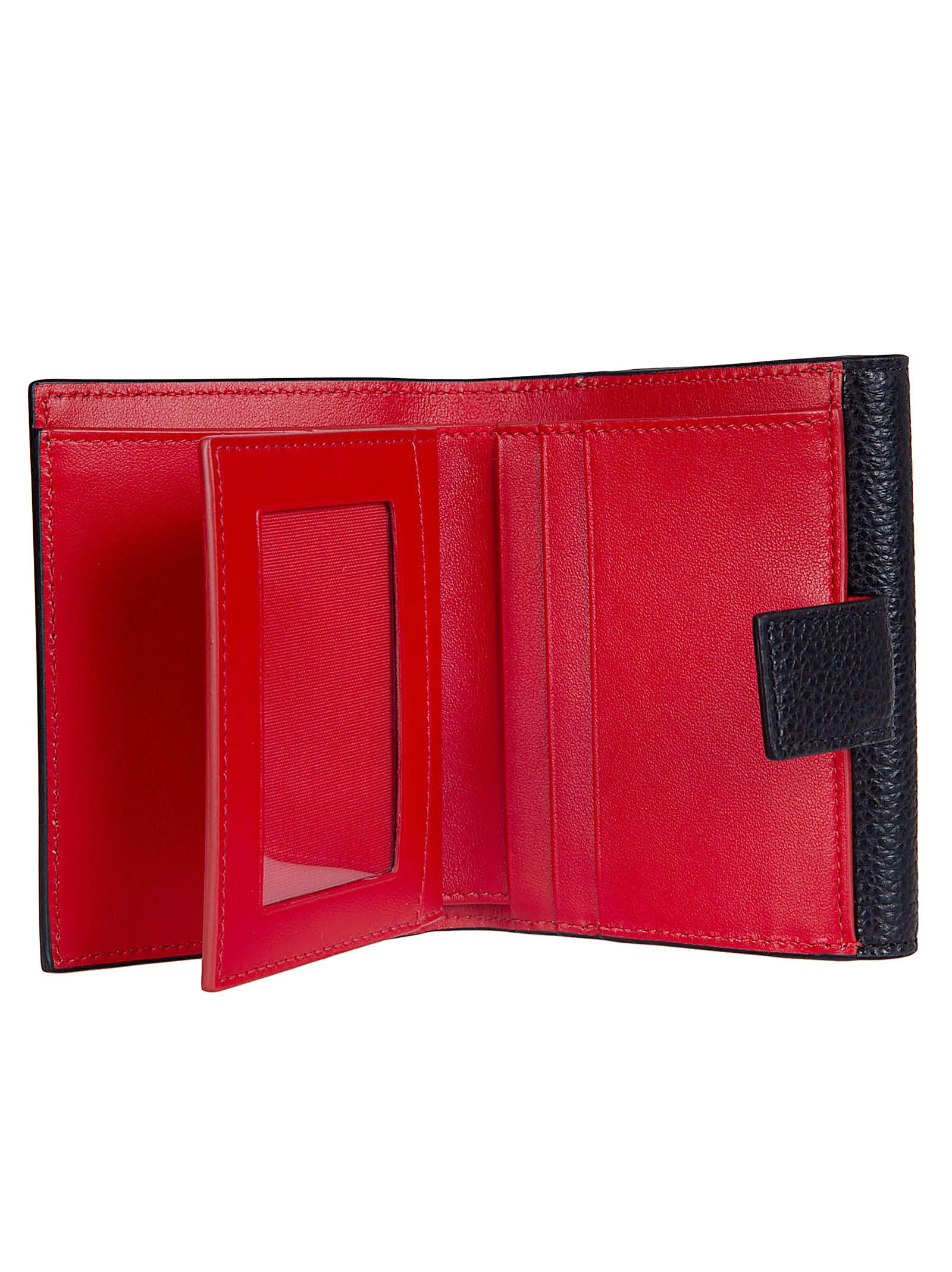 Pebbled Calf Leather Wallet with Double Gancini Buckle