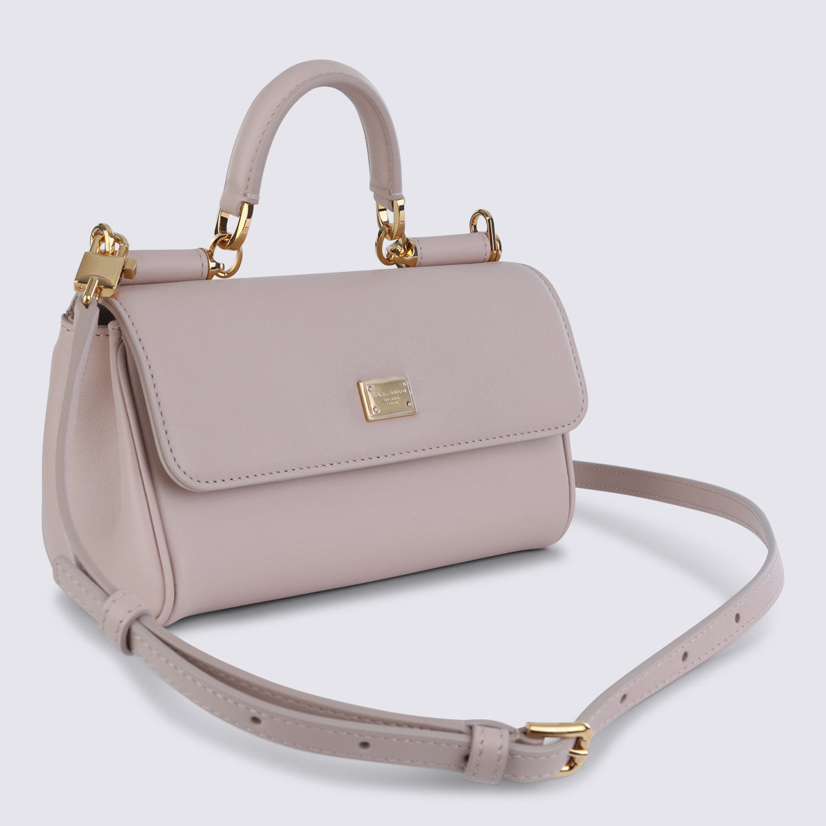 Structured Nude Leather Top Handle Bag