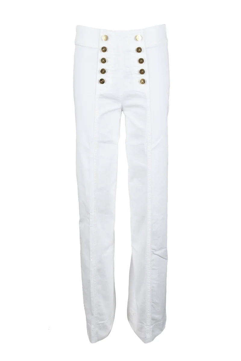 High-Waisted White Jeans