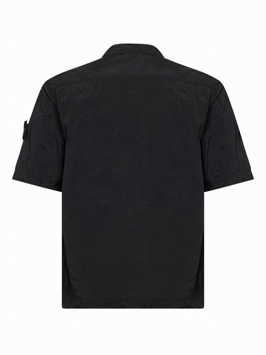 Short-Sleeve Black Shirt with Front Zippered Pocket