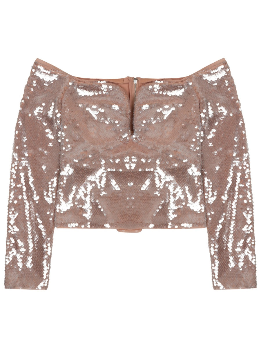 Sequined Off-Shoulder Top