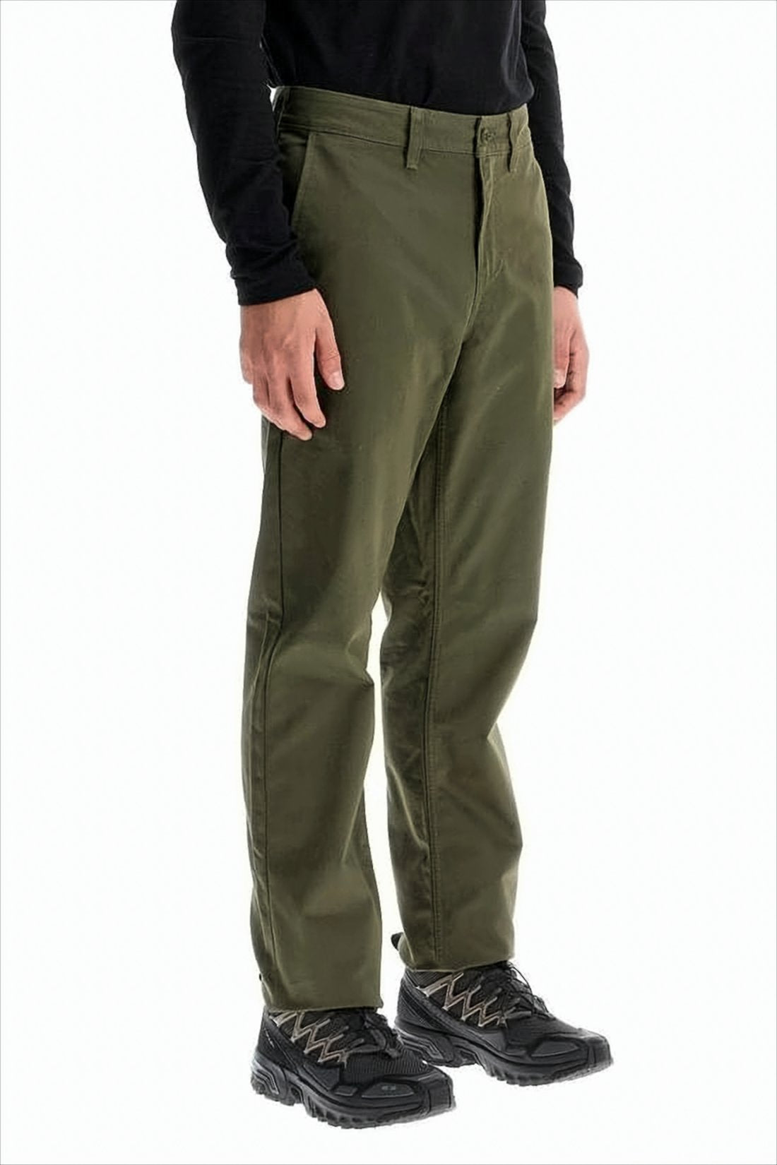 Mid-Rise Straight Pants with Classic Fit