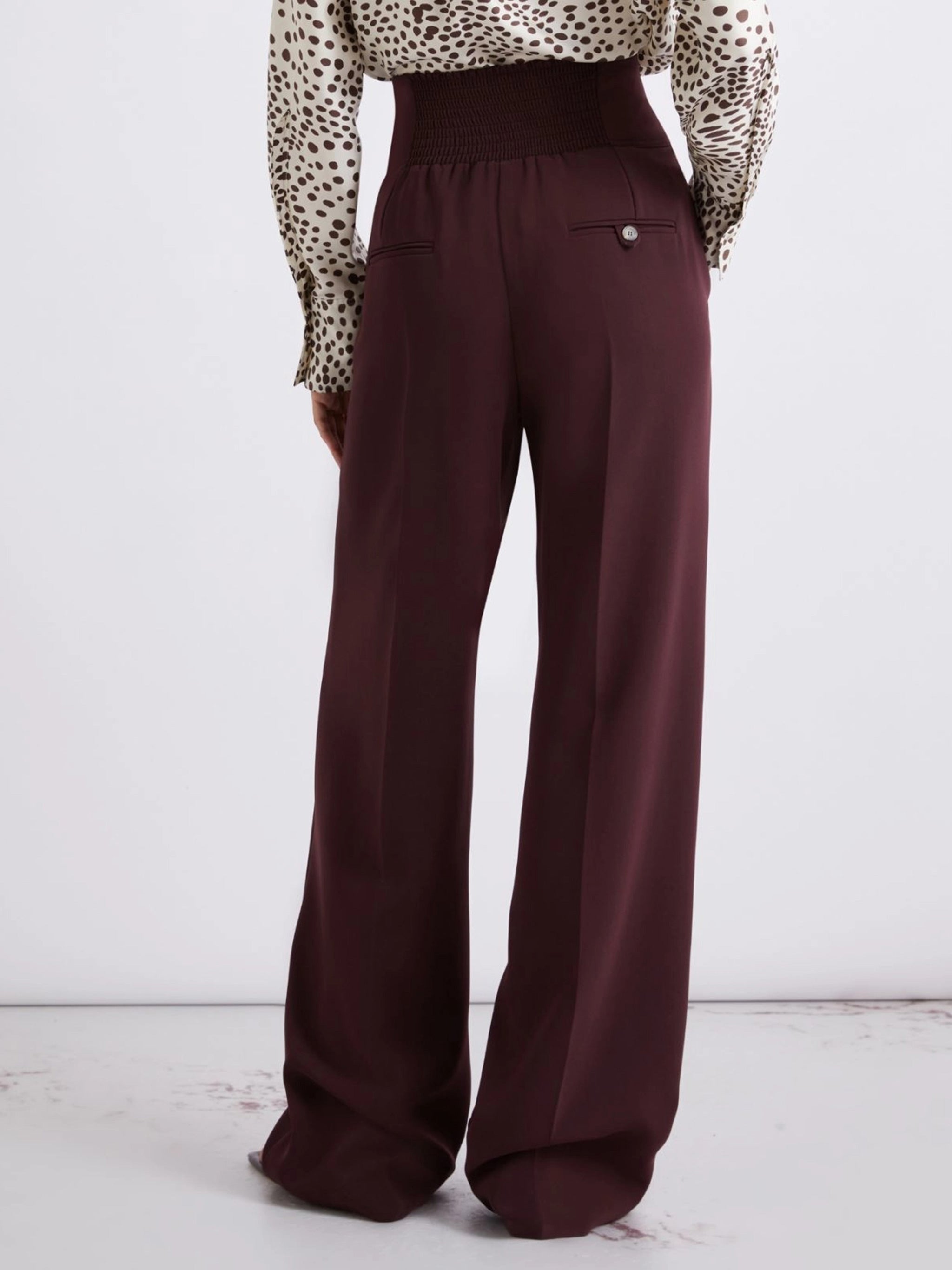 Burgundy Mllacerbo Wide-Leg High-Waisted Trousers