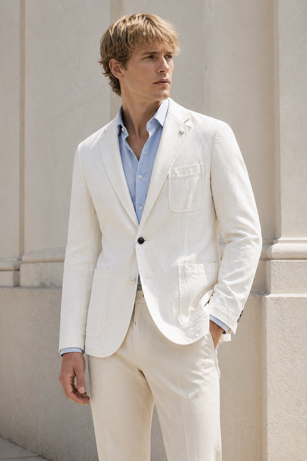 Off-White Single Breasted Notch Blazer Jacket