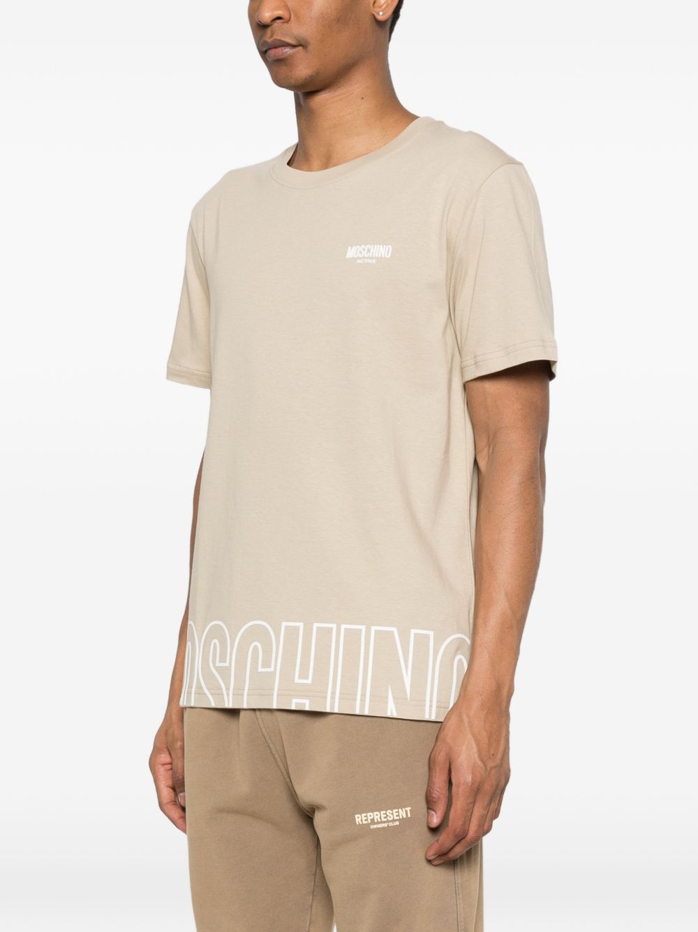 Beige Logo Lettering T-Shirt