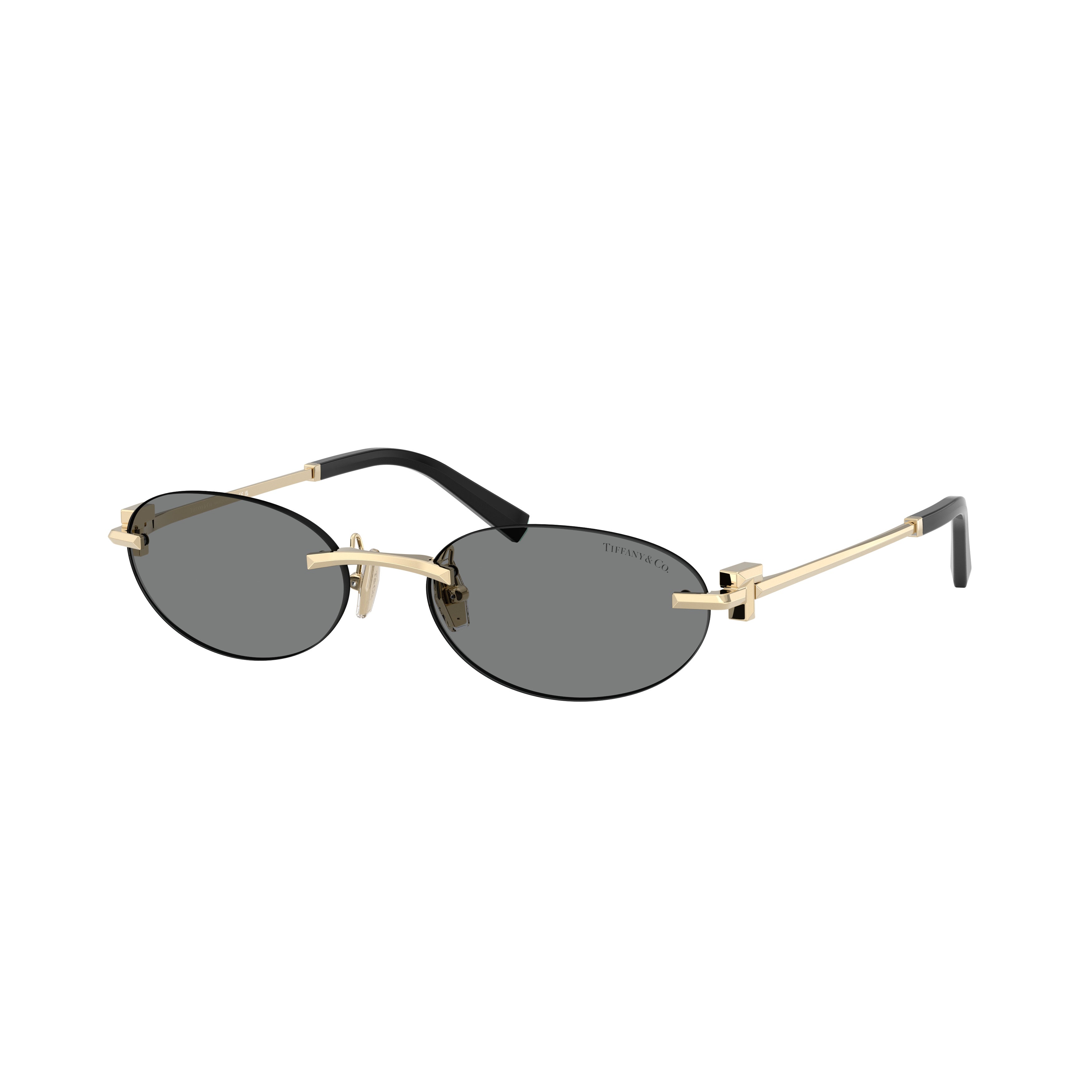 Oval Rimless Sunglasses With Gold-Tone Metal Frame