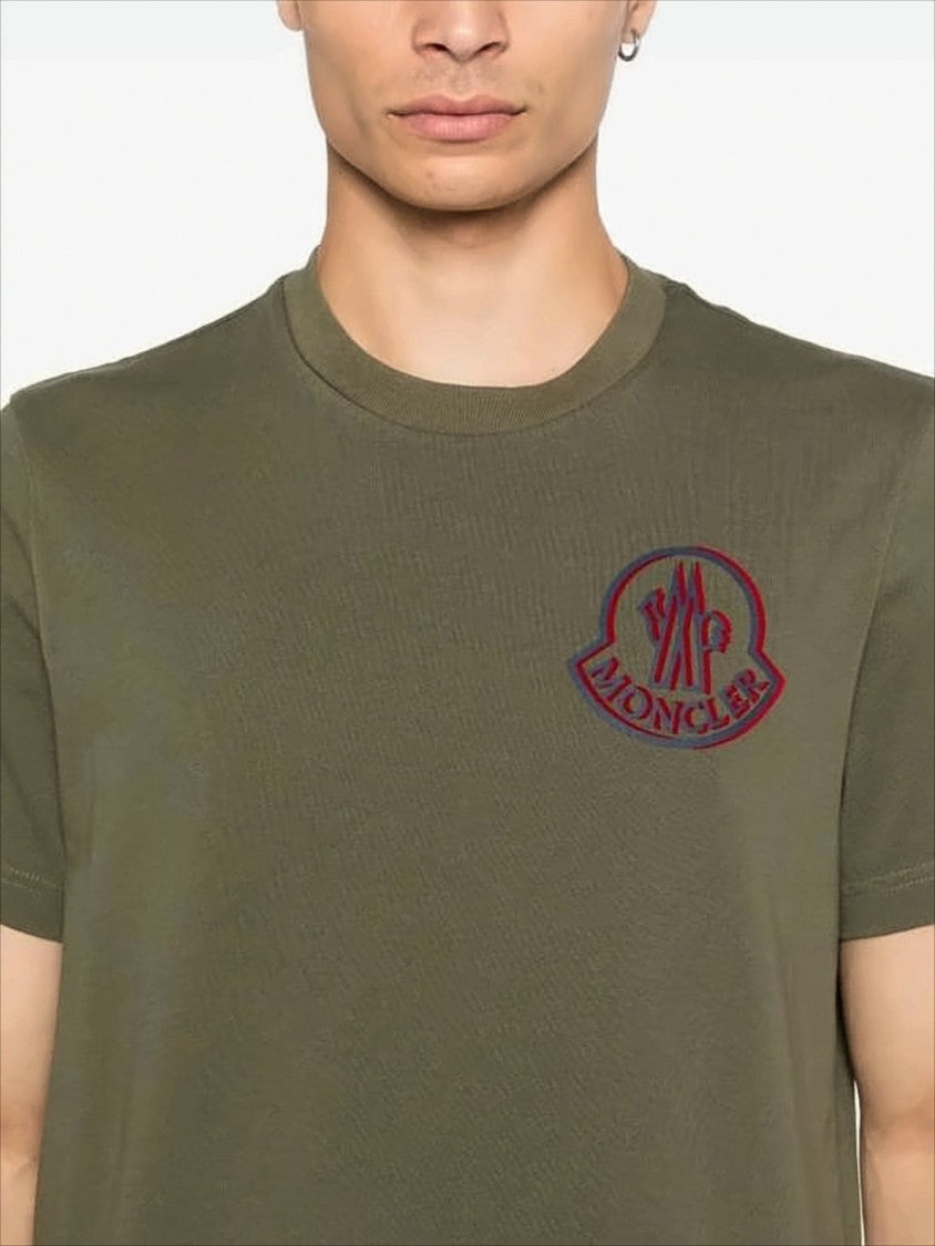 Olive Green Cotton T-Shirt With Emblem