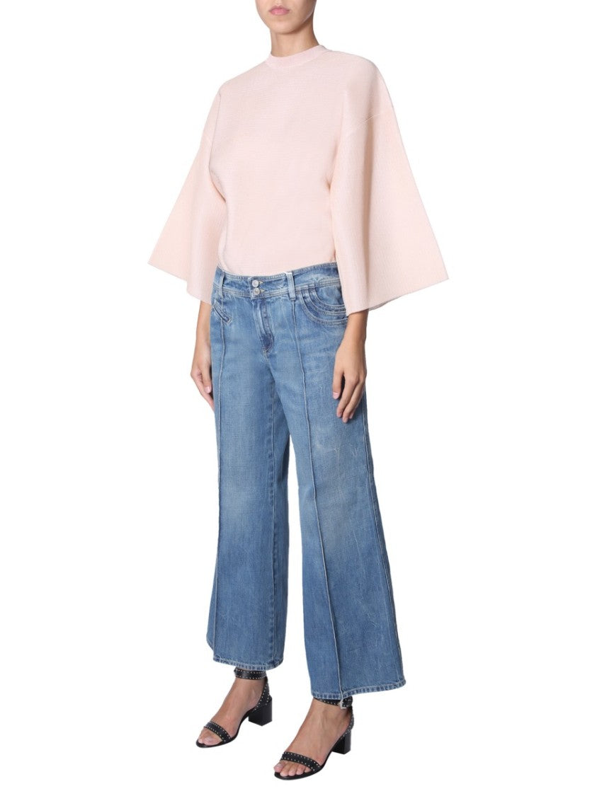 Puffed Sleeve Top With Round Neckline