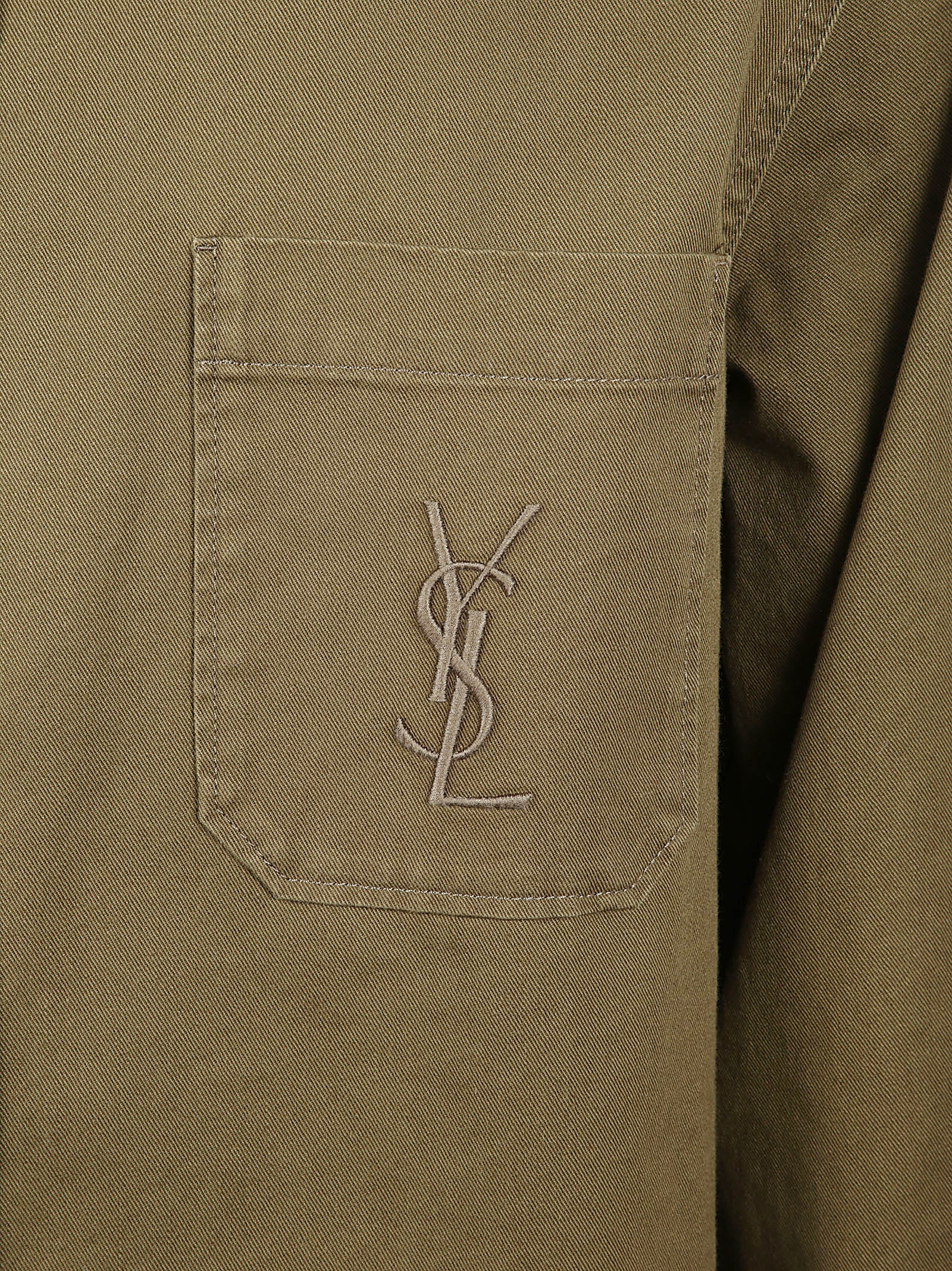 Brown Cotton-Linen Blend Overshirt With Cassandre Embroidery