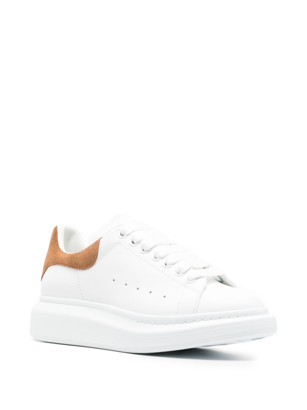 White Leather Sneakers with Suede Heel Tab