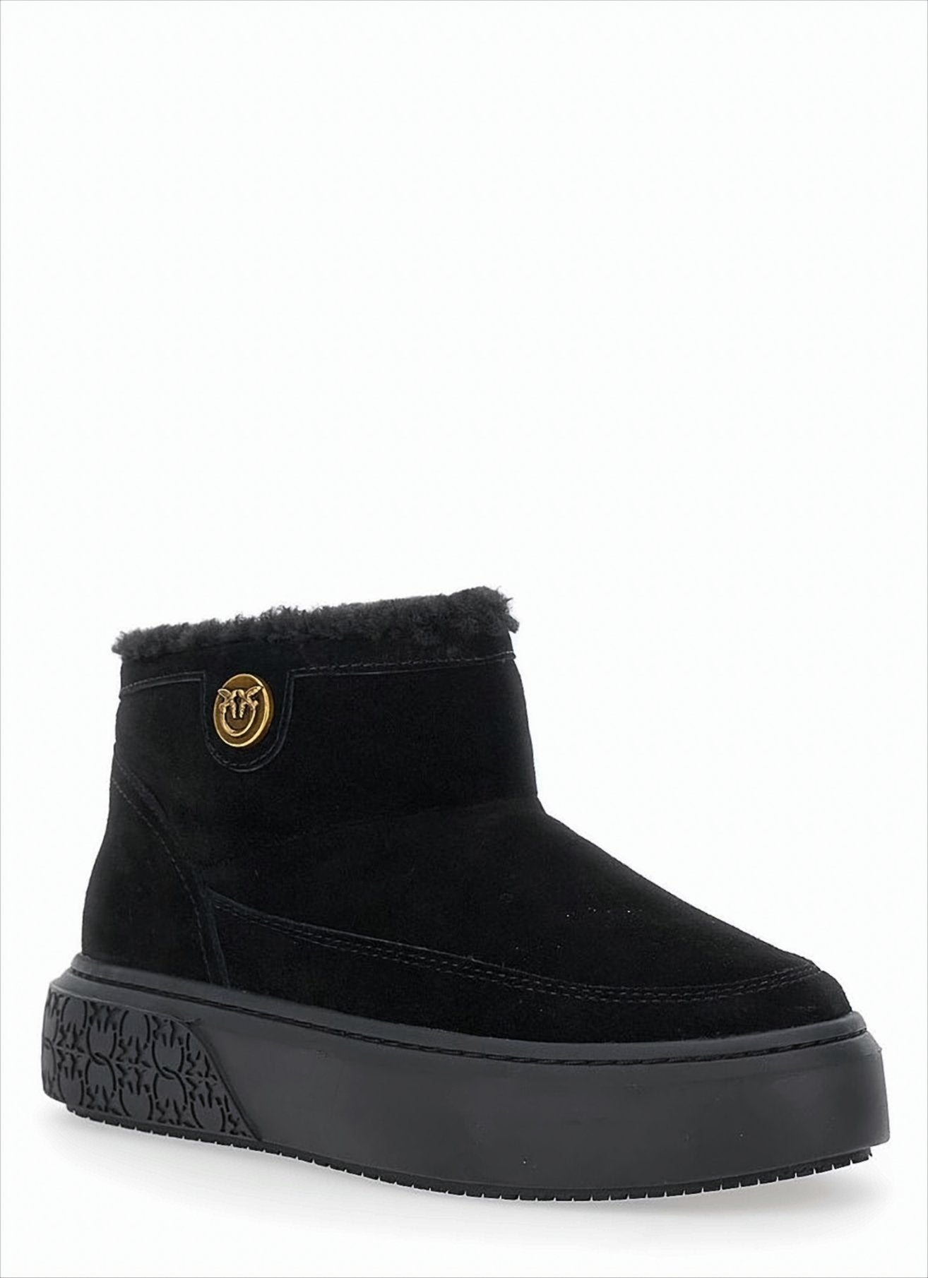 Padded Ankle Boots With Contrasting Gold Logo