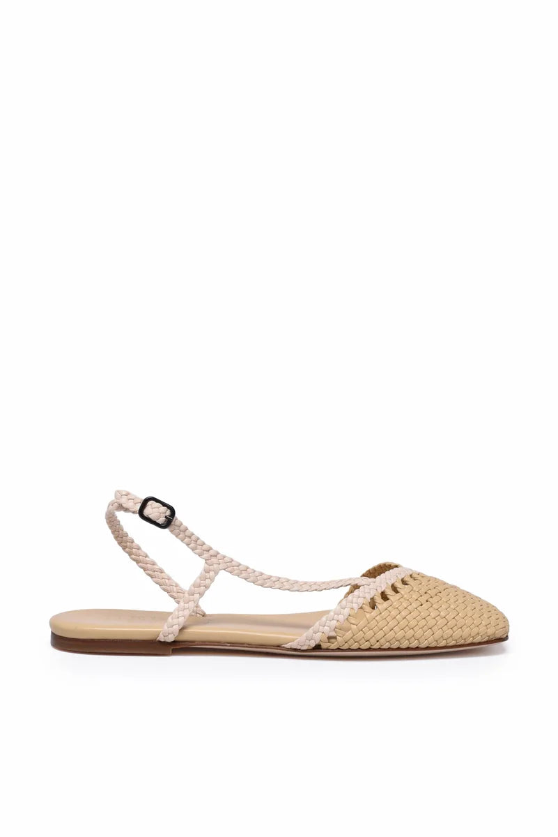 Asymmetrical Leather Sandal - Beige