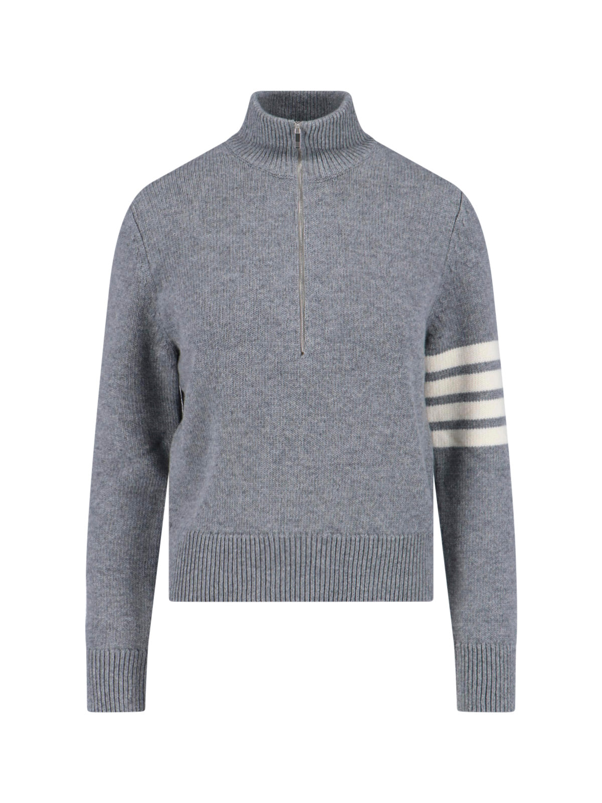 Grey Wool Zip Sweater 4-Bar Detail