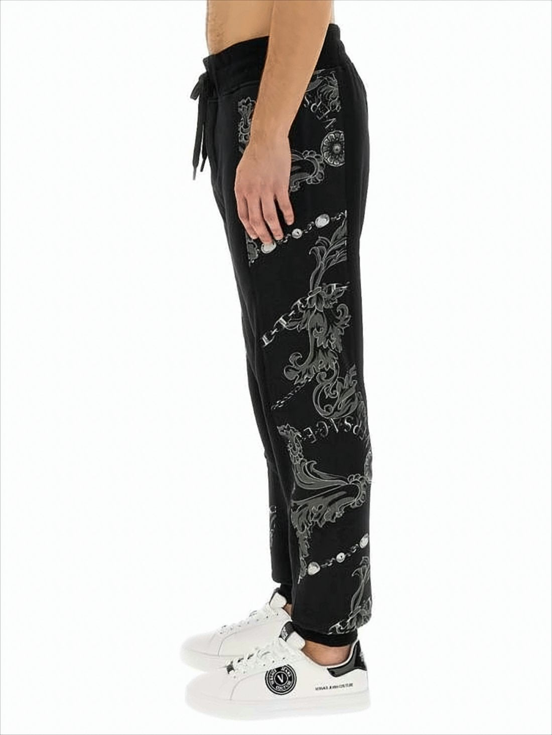 Contemporary Black Jogger Pants with Graphic Detail