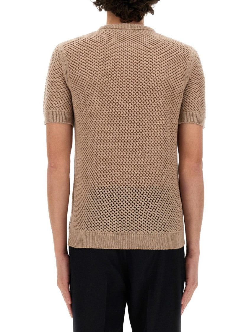 Open-Knit Wool Jersey Top