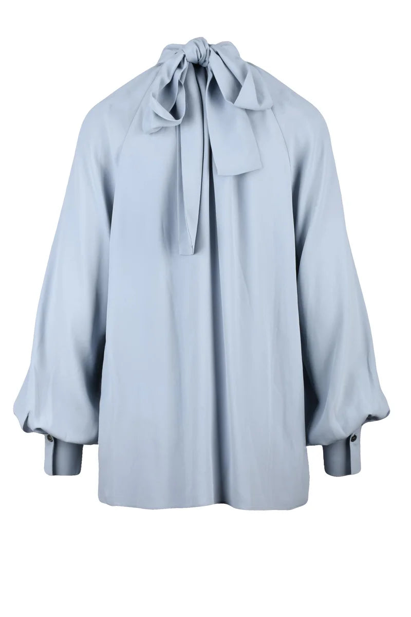 Acetate and Silk Blouse - Light Blue