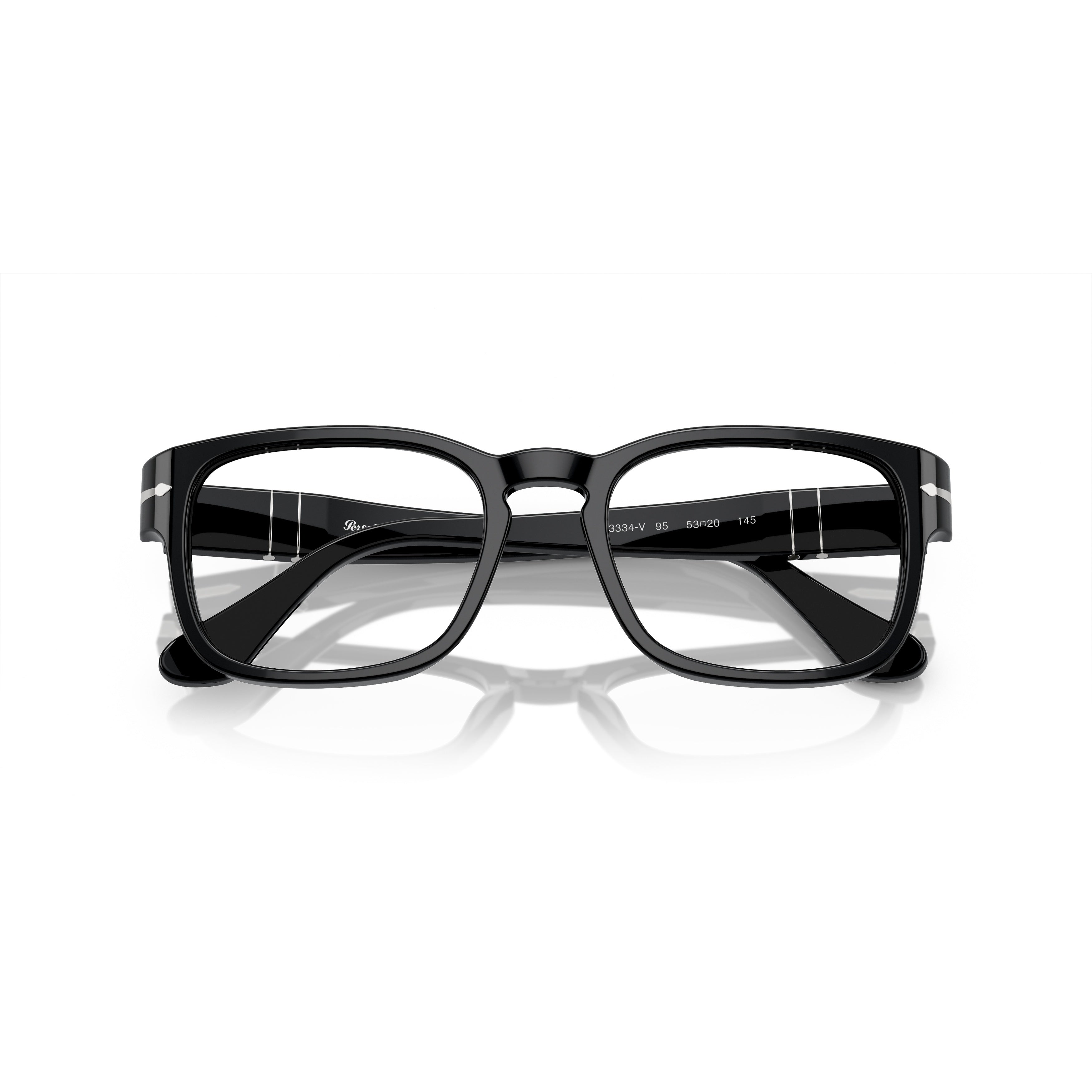 0po3334v Rectangular Black Acetate Sunglasses with Silver Arrow Detail