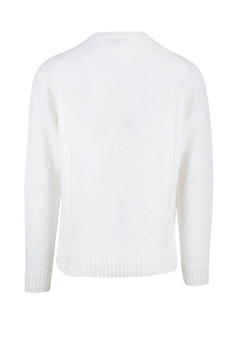 White Alpaca Wool Polyamide Men's Crew Sweater