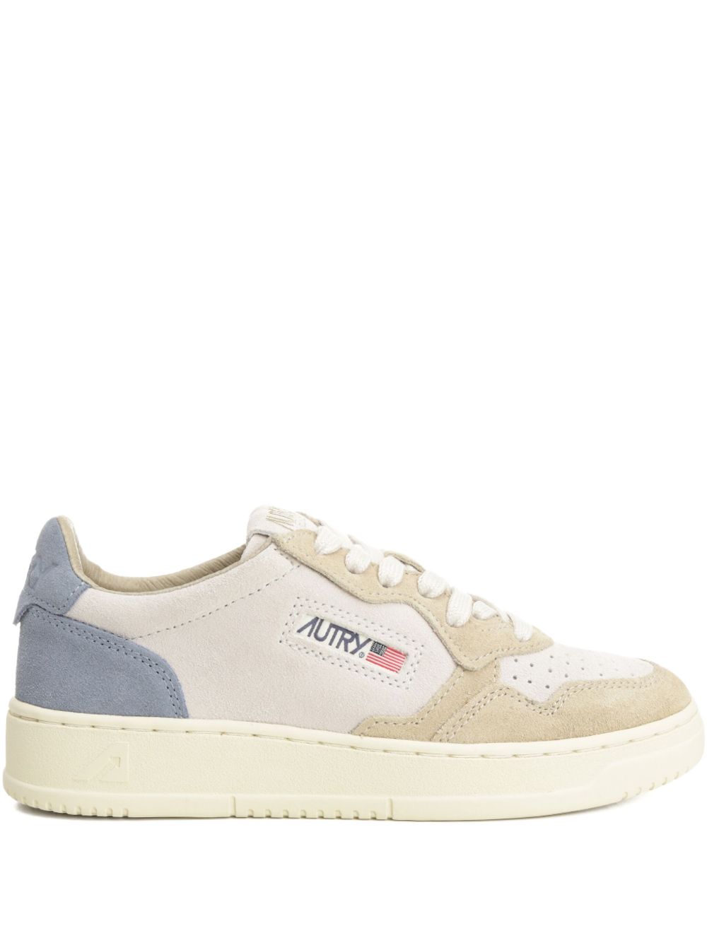 Low-Top Sneakers with Blue Panel Accents