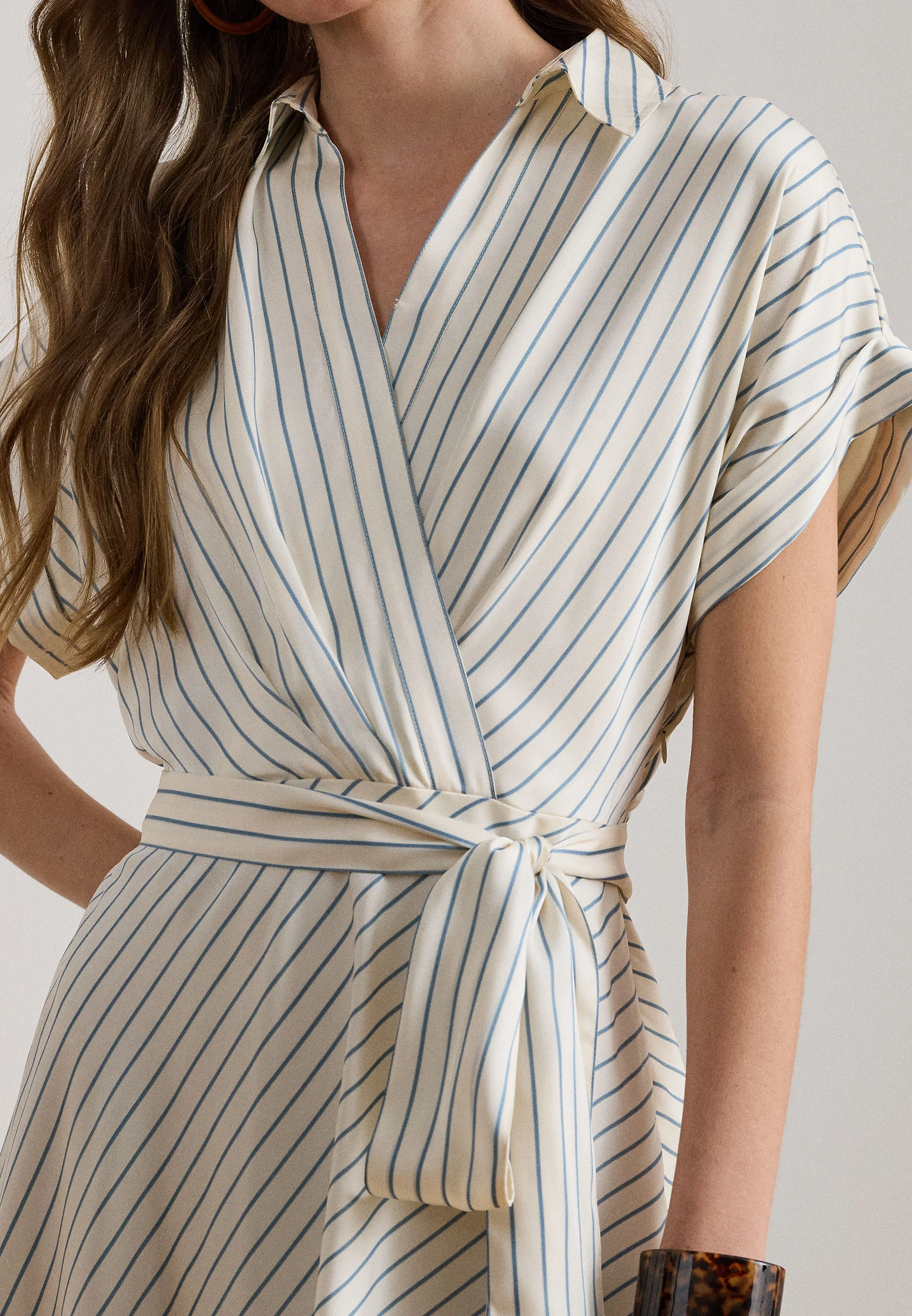 Natural Woven Luxe Twill Midi Dress
