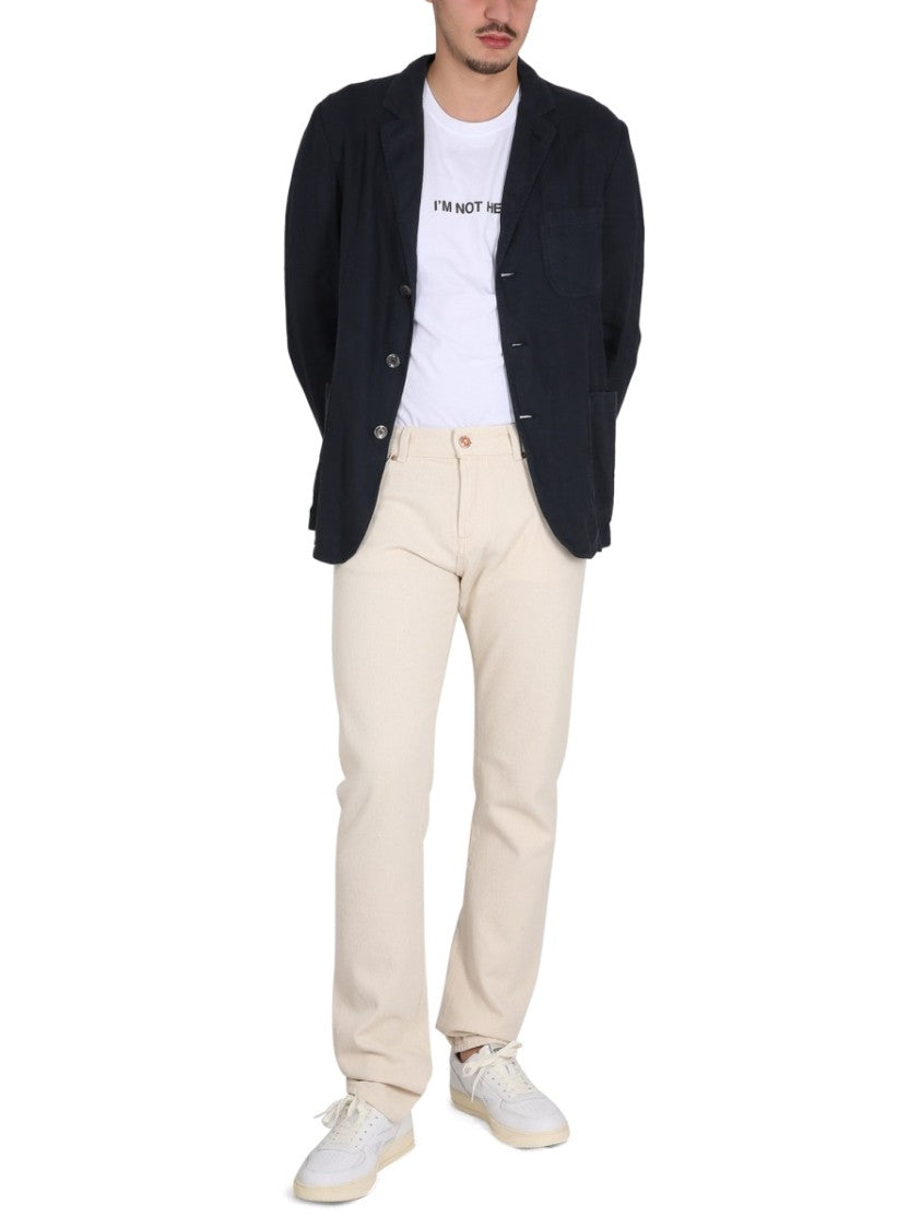 Straight-Leg Denim Jeans With Button