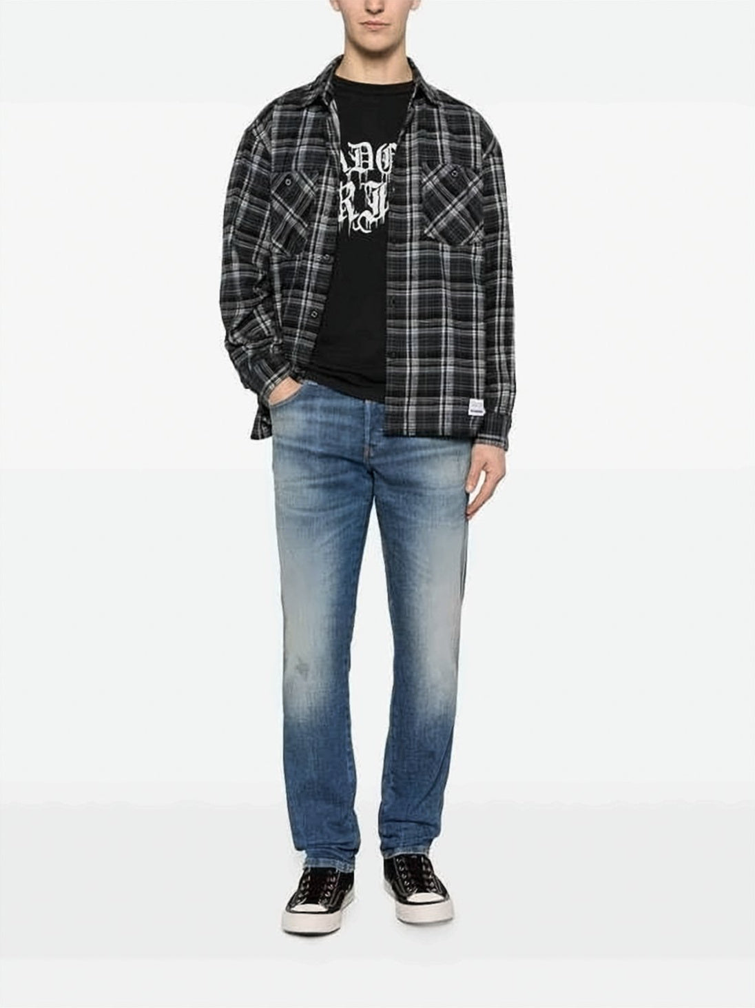 Straight-fit Denim Pants with Faded Wash