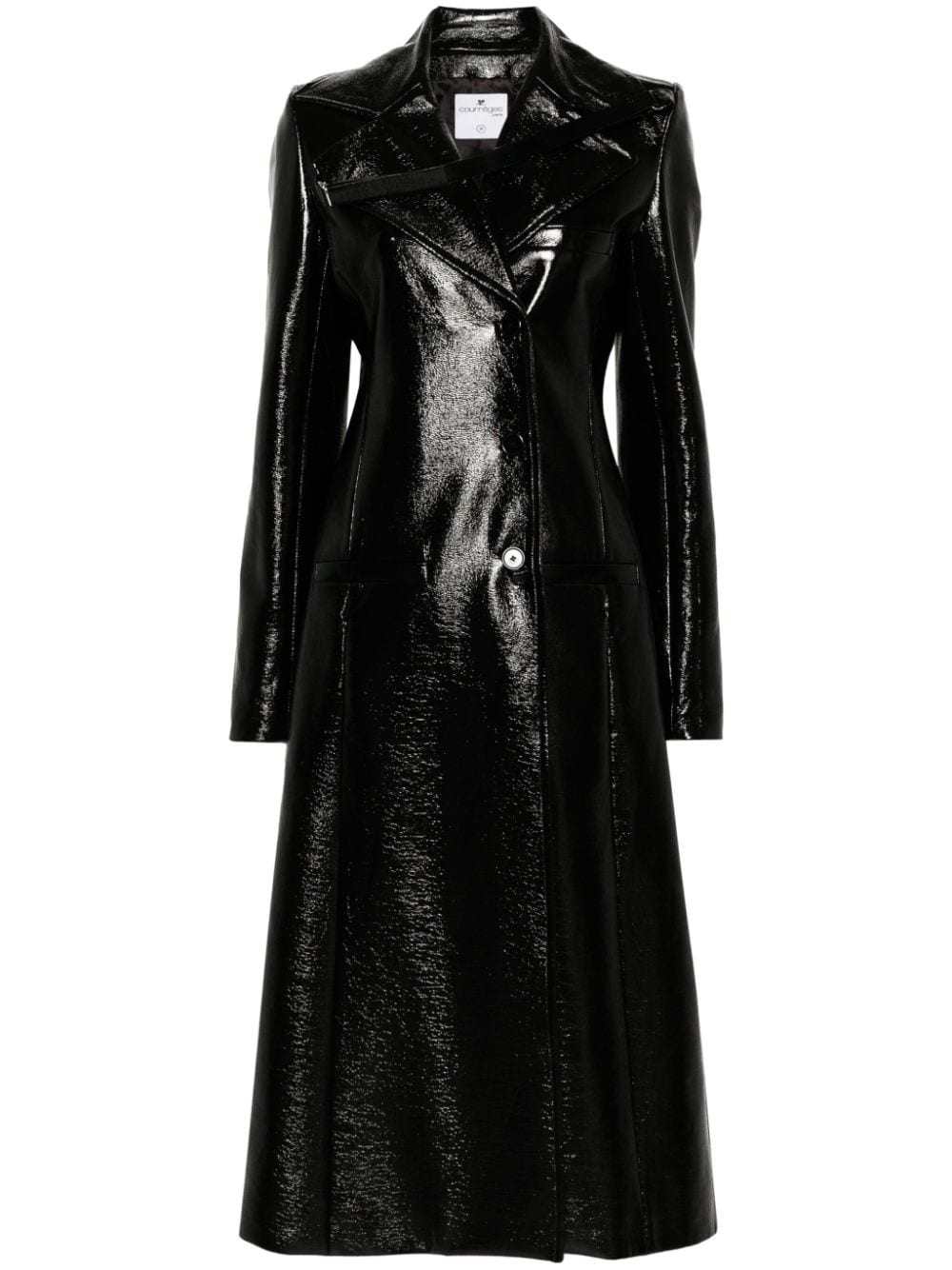 Mid-Length Faux Leather Patent Coat