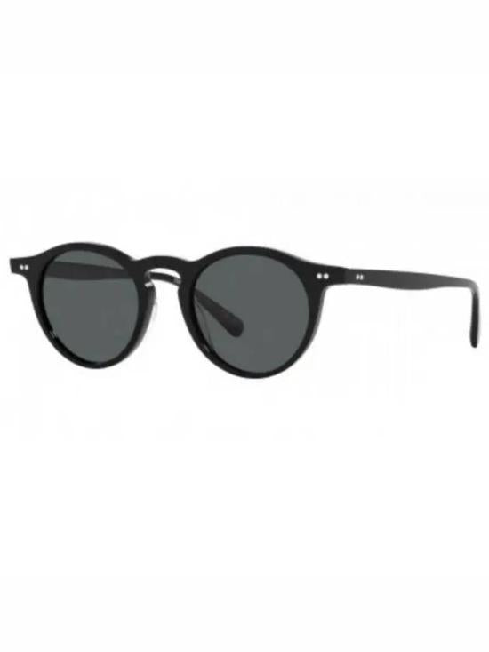 Rounded Frame Black Acetate Sunglasses with Glossy Finish