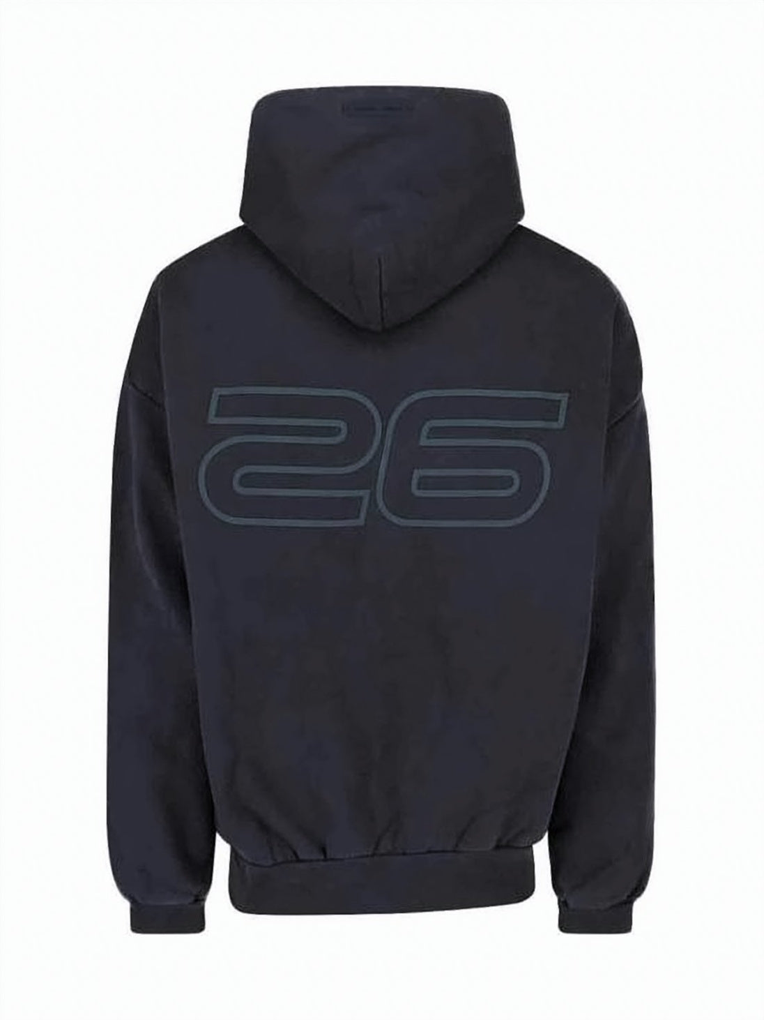 Relaxed Fit Black Hoodie with Graphic Detailing