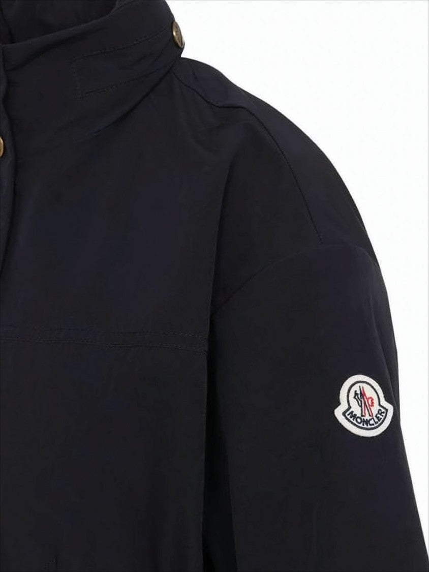 Tailored Black Jacket with High Collar and Flap Pockets