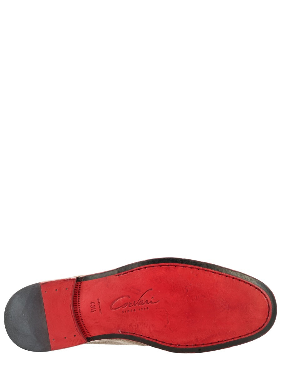 Brown Suede Loafers With Red Soles