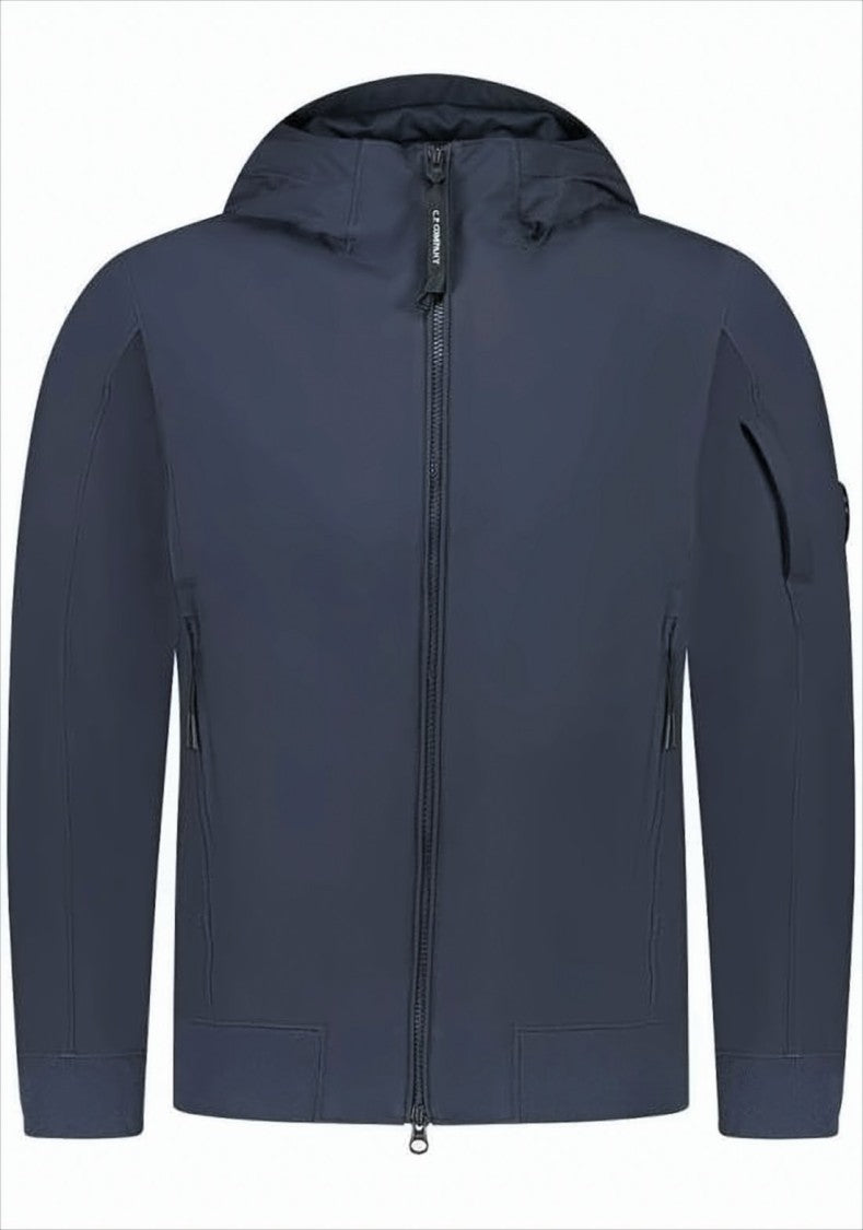 Hooded Blue Casual Jacket with Zippered Pockets