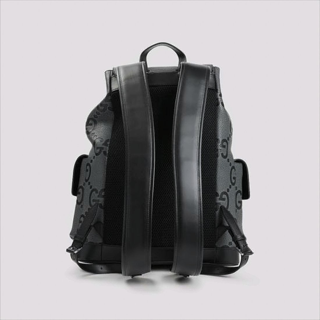Textured Leather Backpack with Monogram Pattern