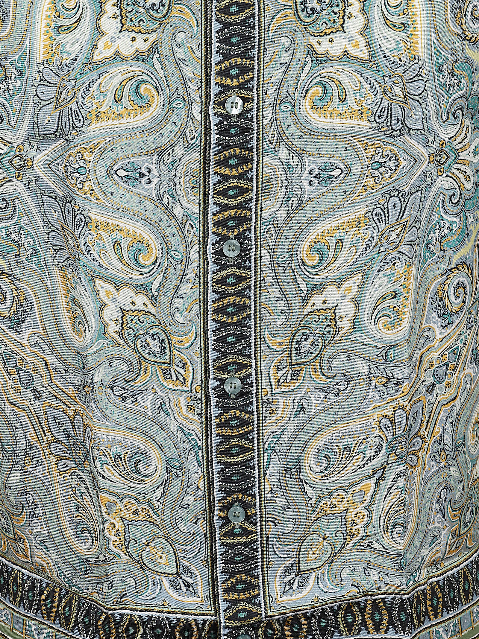 Short-Sleeved Silk Shirt with Paisley Pattern