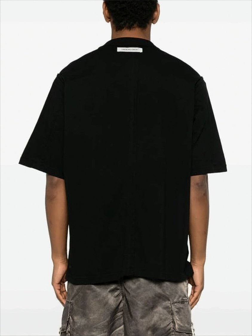 Boxy Black Short-Sleeve T-Shirt with Graphic Print