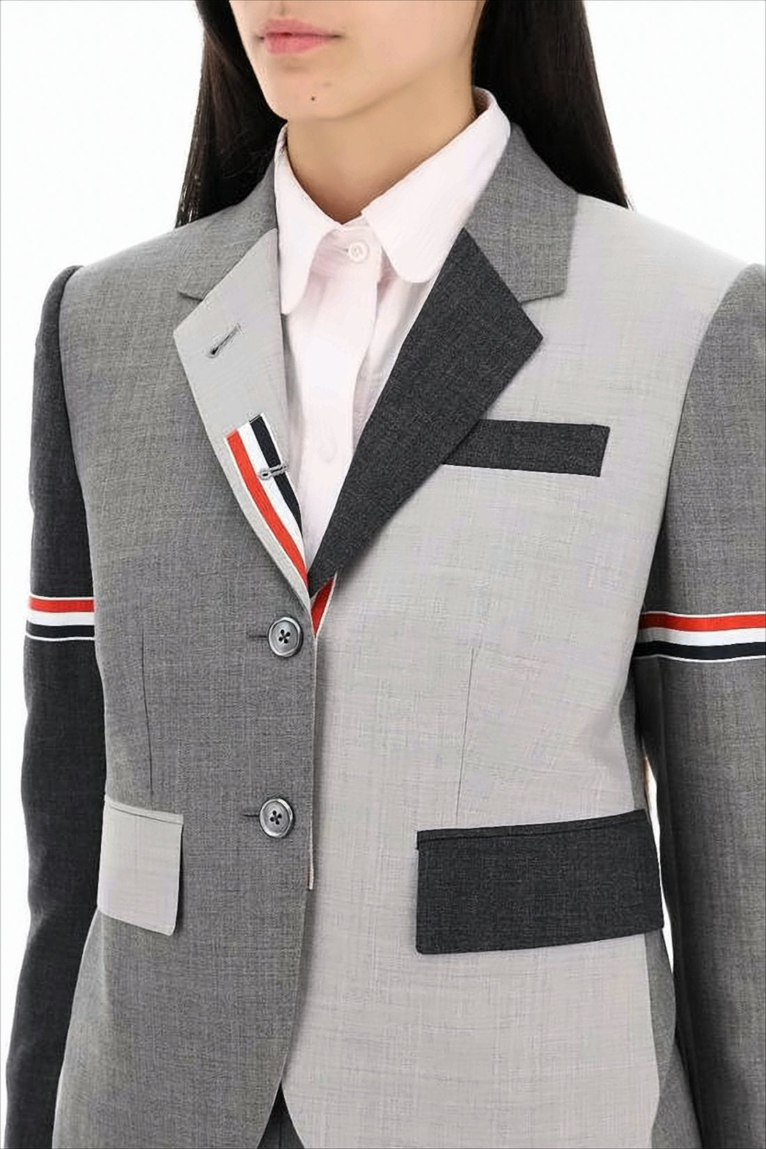Patchwork Design Wool Sport Coat