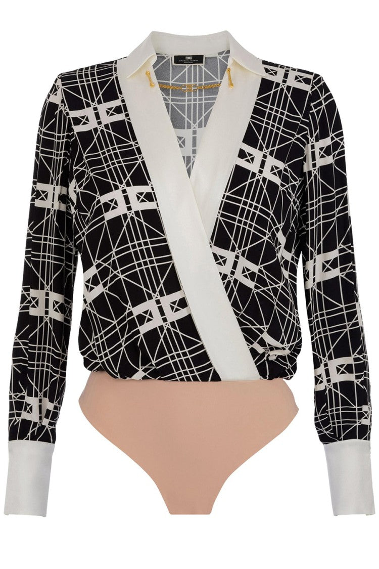 Silk Shirt With Wrap Design And Elastane Blend
