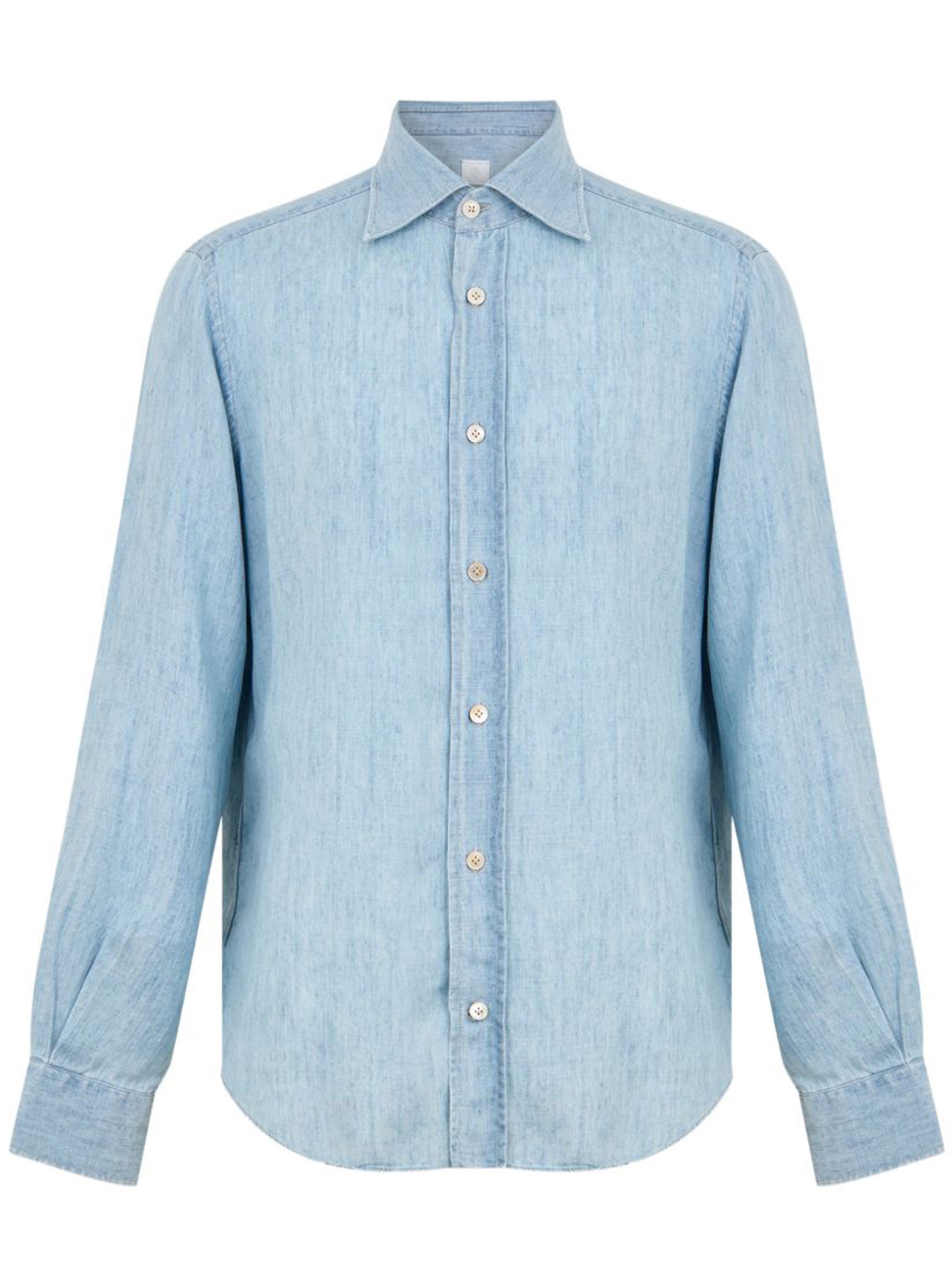 Light Blue Washed Denim Pointed Shirt