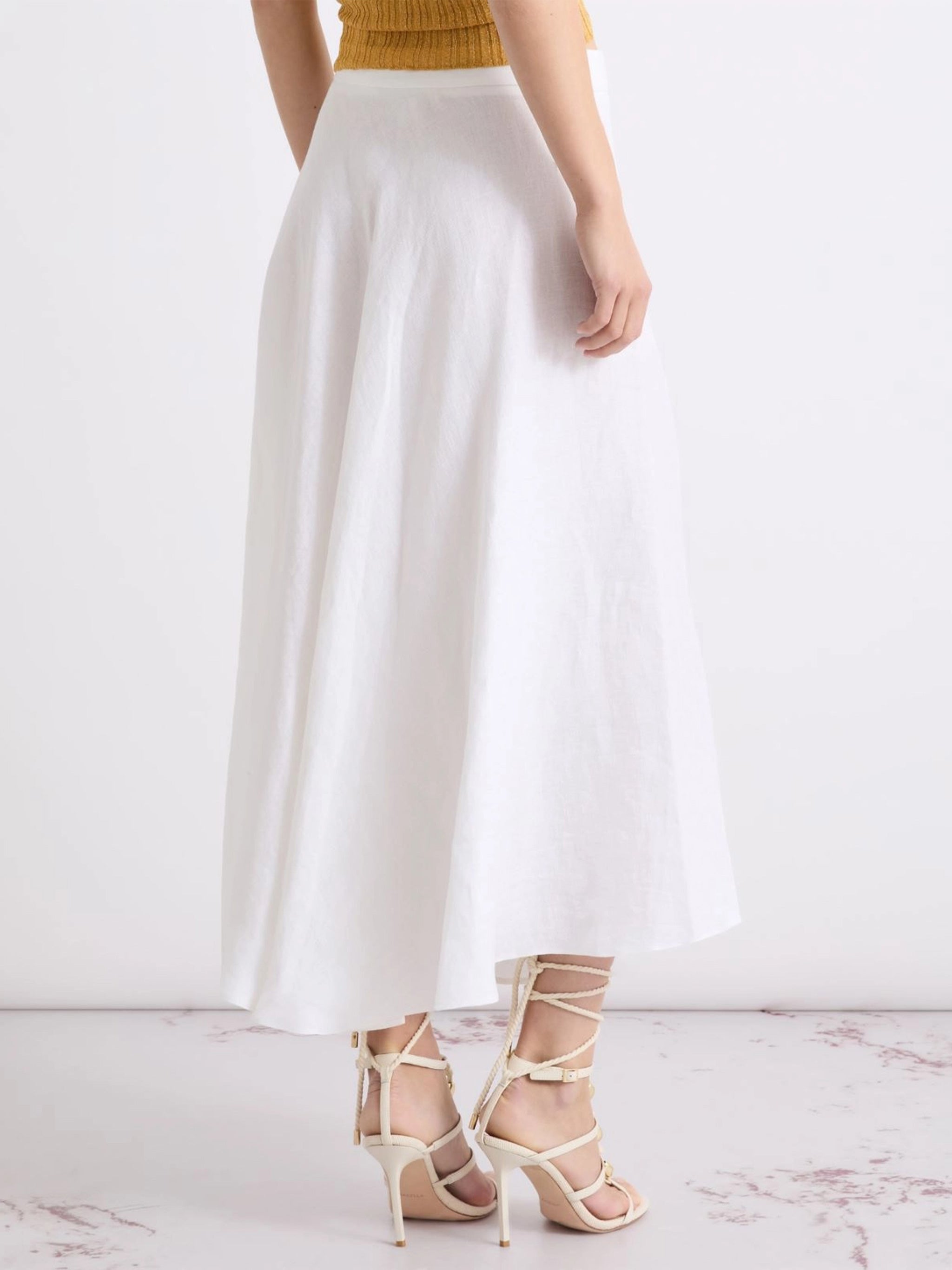 Black Mllgiostra Flowing Midi Linen Skirt