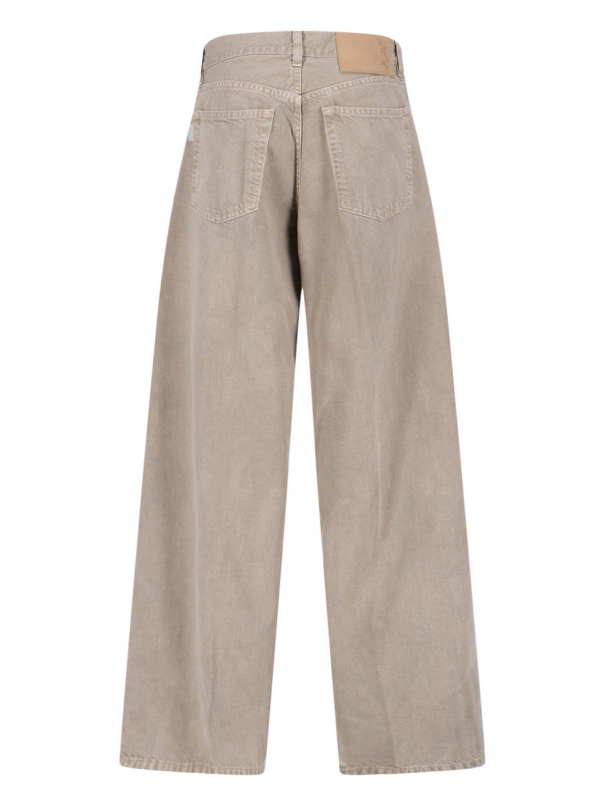 Wide-Leg Beige Denim And Linen Jeans With Five-Pocket Design